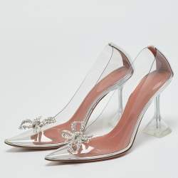 Pre Owned Amina Muaddi Transparent PVC Rosie Pumps Size 37