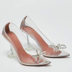 Pre Owned Amina Muaddi Transparent PVC Rosie Pumps Size 37
