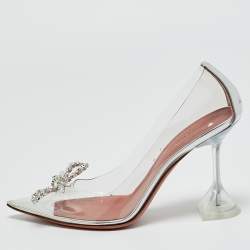 Pre Owned Amina Muaddi Transparent PVC Rosie Pumps Size 37