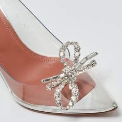 Pre Owned Amina Muaddi Transparent PVC Rosie Pumps Size 37