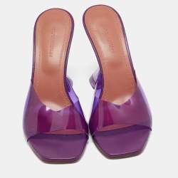 Pre Owned Amina Muaddi Purple PVC lupita Slide Sandals Size 37
