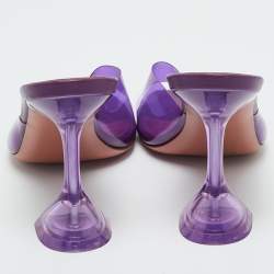 Pre Owned Amina Muaddi Purple PVC lupita Slide Sandals Size 37