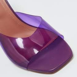 Pre Owned Amina Muaddi Purple PVC lupita Slide Sandals Size 37