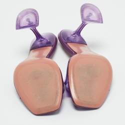 Pre Owned Amina Muaddi Purple PVC lupita Slide Sandals Size 37