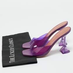 Pre Owned Amina Muaddi Purple PVC lupita Slide Sandals Size 37