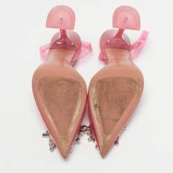 Pre Owned Amina Muaddi Pink PVC Begum Slingback Pumps Size 37.5