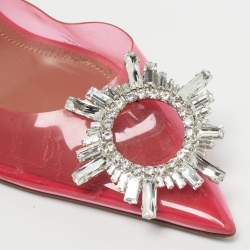 Pre Owned Amina Muaddi Pink PVC Begum Slingback Pumps Size 37.5