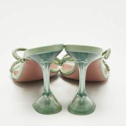 Pre Owned Amina Muaddi Mint Green PVC Crystal Embellished Gilda Slide Sandals Size 41