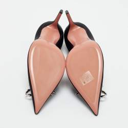 Pre Owned Amina Muaddi Black Satin Crystal Embellished Rosie Pumps Size 41