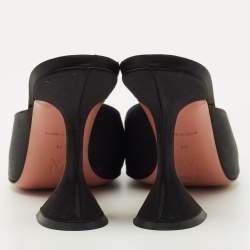 Pre Owned Amina Muaddi Black Satin Begum Mules Size 39