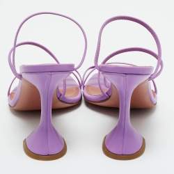Pre Owned Amina Muaddi Lilac Leather Naima Sandals Size 38