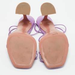 Pre Owned Amina Muaddi Lilac Leather Naima Sandals Size 38