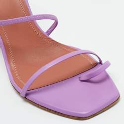 Pre Owned Amina Muaddi Lilac Leather Naima Sandals Size 38