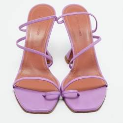 Pre Owned Amina Muaddi Lilac Leather Naima Sandals Size 38