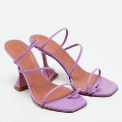 Pre Owned Amina Muaddi Lilac Leather Naima Sandals Size 38