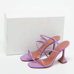 Pre Owned Amina Muaddi Lilac Leather Naima Sandals Size 38
