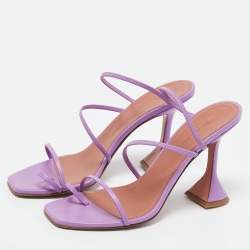 Pre Owned Amina Muaddi Lilac Leather Naima Sandals Size 38