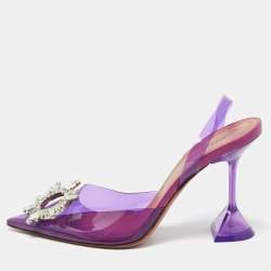 Pre Owned Amina Muaddi Purple PVC Begum Pumps Size 39