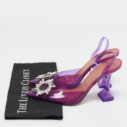Pre Owned Amina Muaddi Purple PVC Begum Pumps Size 39