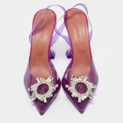 Pre Owned Amina Muaddi Purple PVC Begum Pumps Size 39