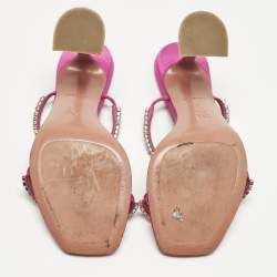 مملوكة مسبقًا Amina Muaddi Purple Crystal Embellished Satin Gilda Slide Sandals Size 38