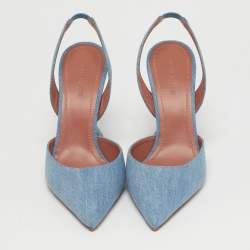 Pre Owned صندل أمينة معادي مشمع بلاستيك برتقالي نيون زجاج مرئي فتحة كعب مقاس 40