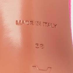 Pre Owned Amina Muaddi Neon Pink Suede Lupita Slide Sandals Size 38