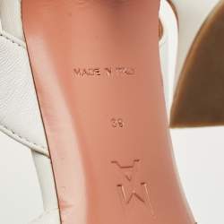 Pre Owned Amina Muaddi White Leather Begum Slingback Pumps Size 39