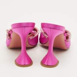 Pre Owned Amina Muaddi Pink Satin Gilda Slingback Pumps Size 41