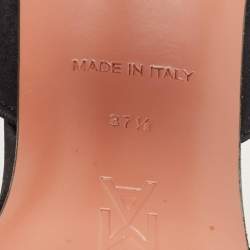 Pre Owned Amina Muaddi Black Satin Begum Slingback Pumps Size 37.5