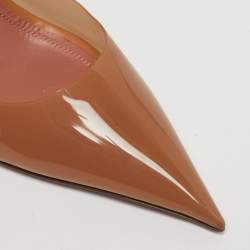 Pre Owned Amina Muaddi Brown PVC Crystal Embellished  Julia  Ankle Strap Pumps Size 40