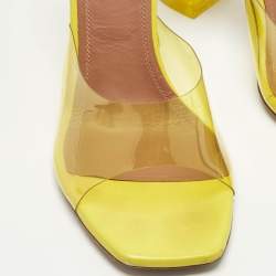 Pre Owned Amina Muaddi Yellow PVC lupita Slide Sandals Size 38.5