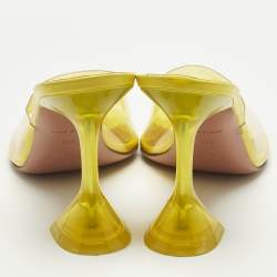 Pre Owned Amina Muaddi Yellow PVC lupita Slide Sandals Size 38.5