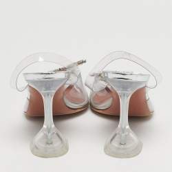 مملوكة مسبقًا حذاء كعب عالي أمينة معادي بيغم شفاف وردي بفتحة خلفية مقاس 37.5