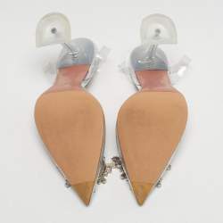 مملوكة مسبقًا حذاء كعب عالي أمينة معادي بيغم شفاف وردي بفتحة خلفية مقاس 37.5