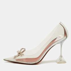 مملوكة مسبقًا Amina Muaddi Rosie Size 40.5 Transparent/Silver PVC and Leather Pumps