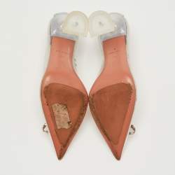 Pre Owned حذاء كعب عالي أمينة معادي روزي شفاف/فضي بي في سي وجلد مقاس 40.5