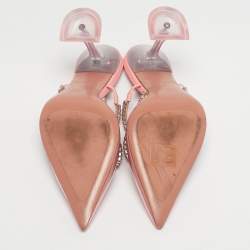 مملوكة مسبقًا حذاء أمينة معادي جيلدا مطرز بالكريستال حجم 38 بي في سي وردي