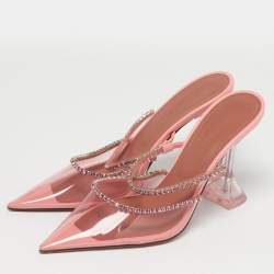 مملوكة مسبقًا حذاء أمينة معادي جيلدا مطرز بالكريستال حجم 38 بي في سي وردي