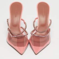 مملوكة مسبقًا حذاء أمينة معادي جيلدا مطرز بالكريستال حجم 38 بي في سي وردي