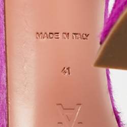 مملوكة مسبقًا Amina Muaddi Caroline Size 41 Purple Calf Hair Slide Sandals