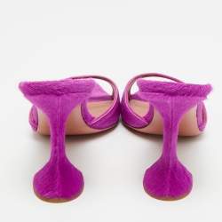 مملوكة مسبقًا Amina Muaddi Caroline Size 41 Purple Calf Hair Slide Sandals
