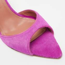 مملوكة مسبقًا Amina Muaddi Caroline Size 41 Purple Calf Hair Slide Sandals