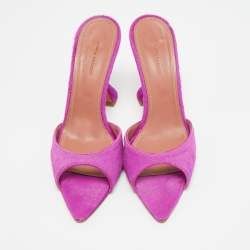 مملوكة مسبقًا Amina Muaddi Caroline Size 41 Purple Calf Hair Slide Sandals