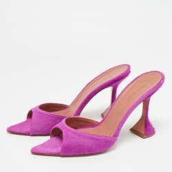 مملوكة مسبقًا Amina Muaddi Caroline Size 41 Purple Calf Hair Slide Sandals