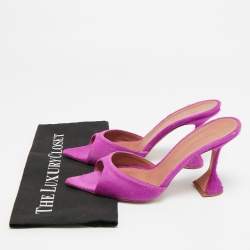 مملوكة مسبقًا Amina Muaddi Caroline Size 41 Purple Calf Hair Slide Sandals