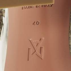 Pre Owned Amina Muaddi zula Size 40 Transparent/Beige PVC and Water Snakeskin Leather Ankle Strap Sandals