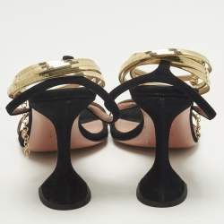 مملوكة مسبقًا صندل أمينة معادي غليدا ساتان أسود بزخارف كريستال مقاس 37