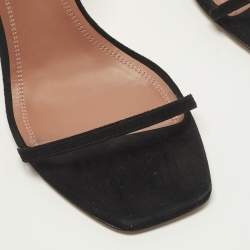 مملوكة مسبقًا صندل أمينة معادي غليدا ساتان أسود بزخارف كريستال مقاس 37