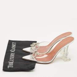 مملوكة مسبقًا Amina Muaddi Rosie Size 38.5 Transparent PVC Slide Sandals